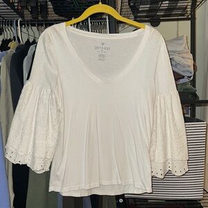 American Eagle Outfitters Cream Puff Sleeve Blouse